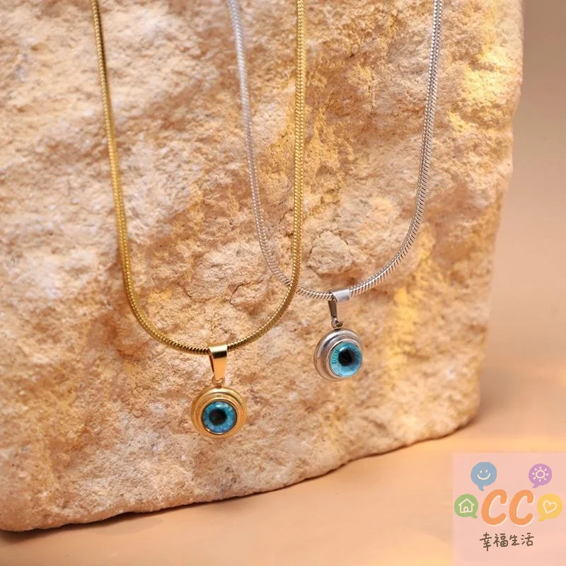 สร้อยคอแฟชั่น HUA HUA สำหรับผู้หญิง สไตล์มินิมอล คลาสสิก จี้ตาสีฟ้าแบบตุรกี สร้อยคอโชคเกอร์ สร้อยคอคลาวิเคิล เครื่องประดับนำโชค ของขวัญ