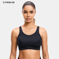 SYROKAN Plus Size Sports Bras Women High Support Full Coverage No Padded Wireless Bras Running Fitness Lady Sportwear Tops