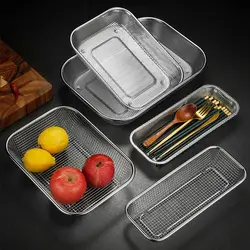 New Stainless Steel Washing basket Square Handles Storage Baskets Vegetable Storage Basket Mesh Colander