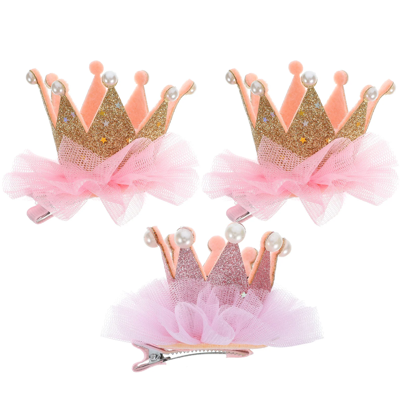 

3Pcs Crown Hair Pins for Pearl Hair Clips Fashionable Headwear for Holiday Gift Daily Use