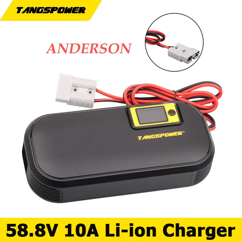 58.8V 10A Lithium Battery Smart Charger For 14Series 51V Li-ion Rapid Charger With LCD Dispay With Fan Strong Heat Dissipation