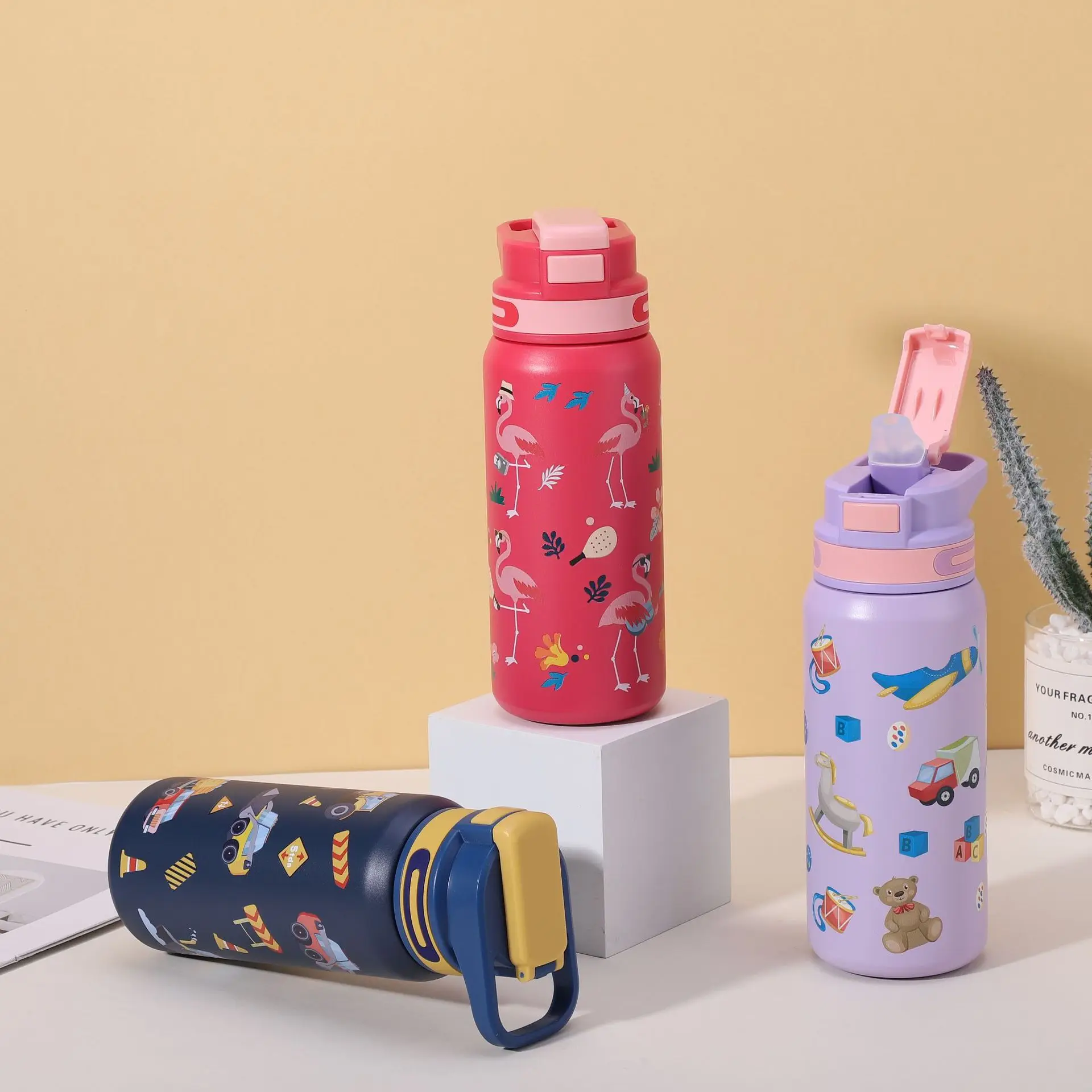 

316 stainless steel insulated cup - Large capacity, gradient color, space-themed water bottle, convenient direct drinking cup