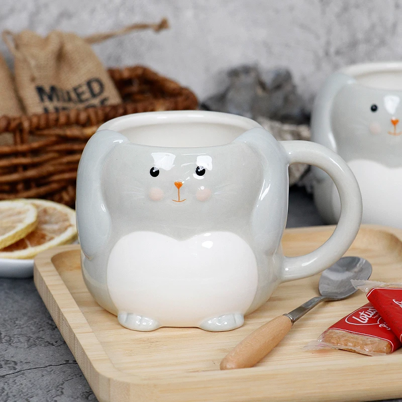 

Cute 370ml Cartoon Animal Mug Novelty Ceramic Coffee Mugs with Bunny and Chick Design Creative Chicks Milk Cup for Easter Gift