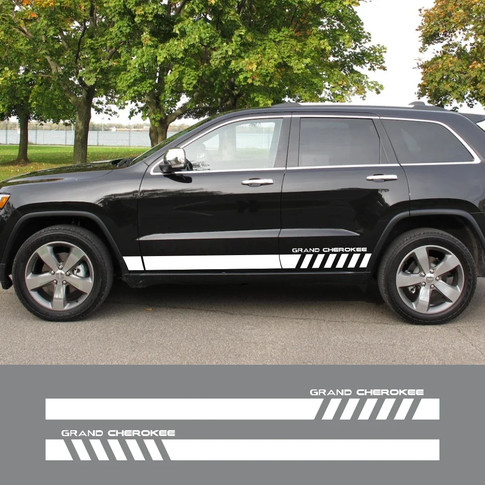 

2PCS Car Side Stickers For Jeep Grand CHEROKEE WJ ZJ WK WK1 WK2 WH Stripes Style Vinyl Film Decor Decals Auto Tuning Accessories