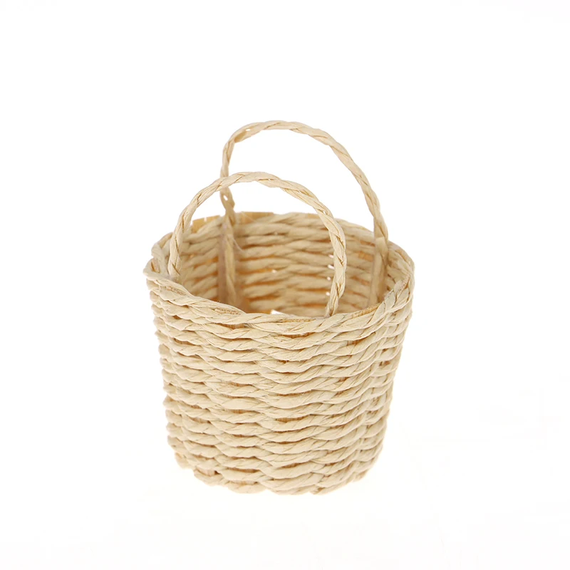 High Quality Mini Cute Dollhouse Rattan Frame Hand-woven Basket Cute Toys Dolls Miniature Decoration