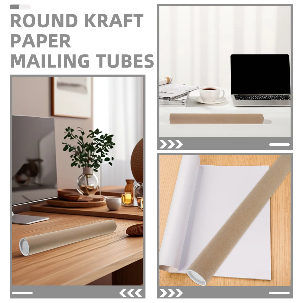 4 قطعة أنابيب بريد ورق الكرافت الطويلة أنابيب شحن مستديرة شديدة التحمل للملصقات مخططات الأعمال الفنية وثائق قابلة لإعادة الاستخدام قوية