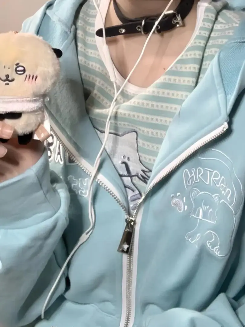 Y2K mode Streetwear sweat à capuche pour femme Harajuku gothique Vintage sweat japonais Kawaii vêtements surdimensionné sweat à capuche avec fermeture éclair