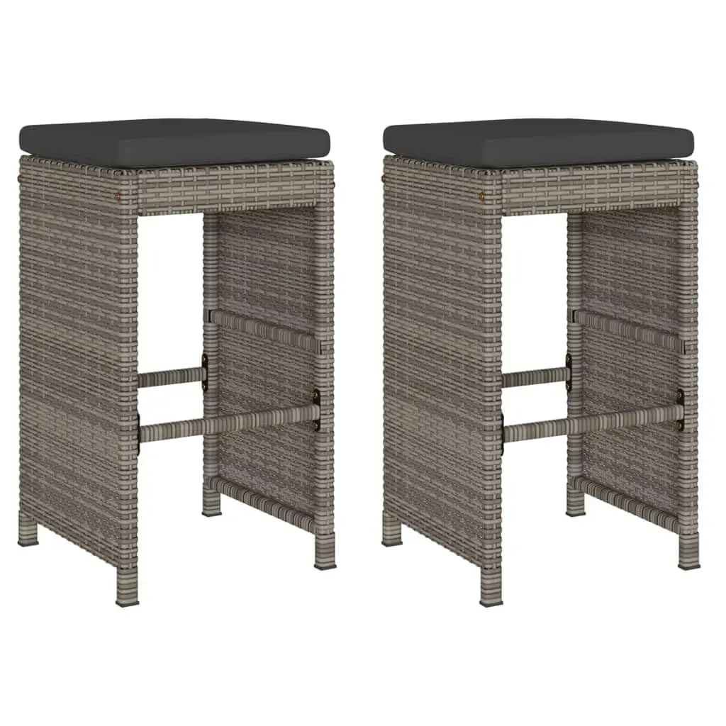 #Grey Rattan Bar Stool Set Weatherproof Stackable Patio Balcony Kitchen