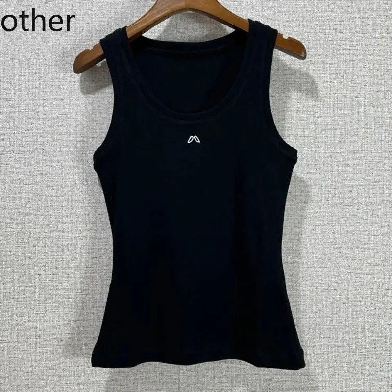 2024 Women's Summer Camisole New Simple Letter Embroidery Slim Fit Outside Wear Casual H Line Sleeveless T-shirt