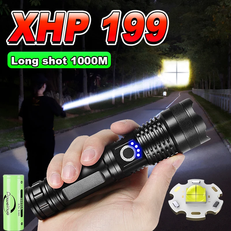 

Portable Rechargeable LED Flashlight High Power Torch Tactical Lantern Camping Lamp Zoomable Flash Light Lighting 12 Hours Torch