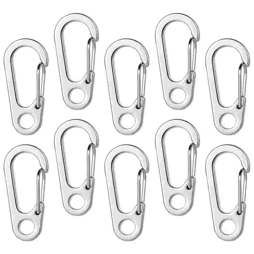 

10 Pcs Heavy Duty Hooks Carabiner Backpack Buckle Safety Locking Multifunctional Buckles Silver Durable Climbing