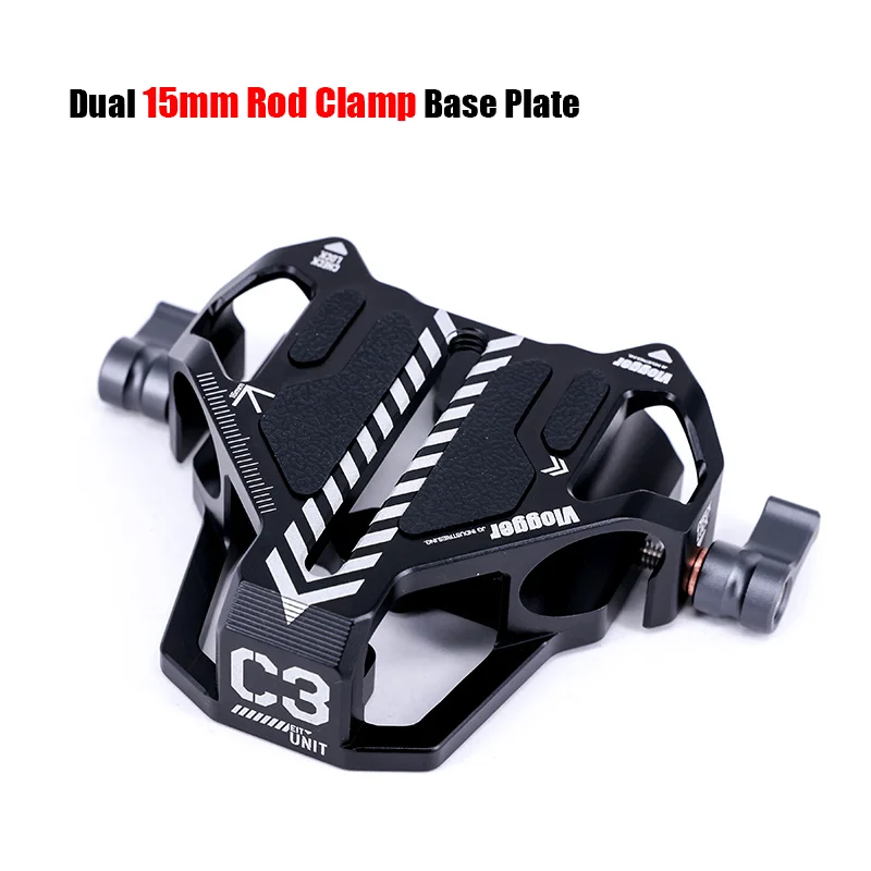 Vlogger C3 15mm Dual Rod Clamp Base Plate Railblock with 1/4 3/8 Standard Thread  for Camera Cage