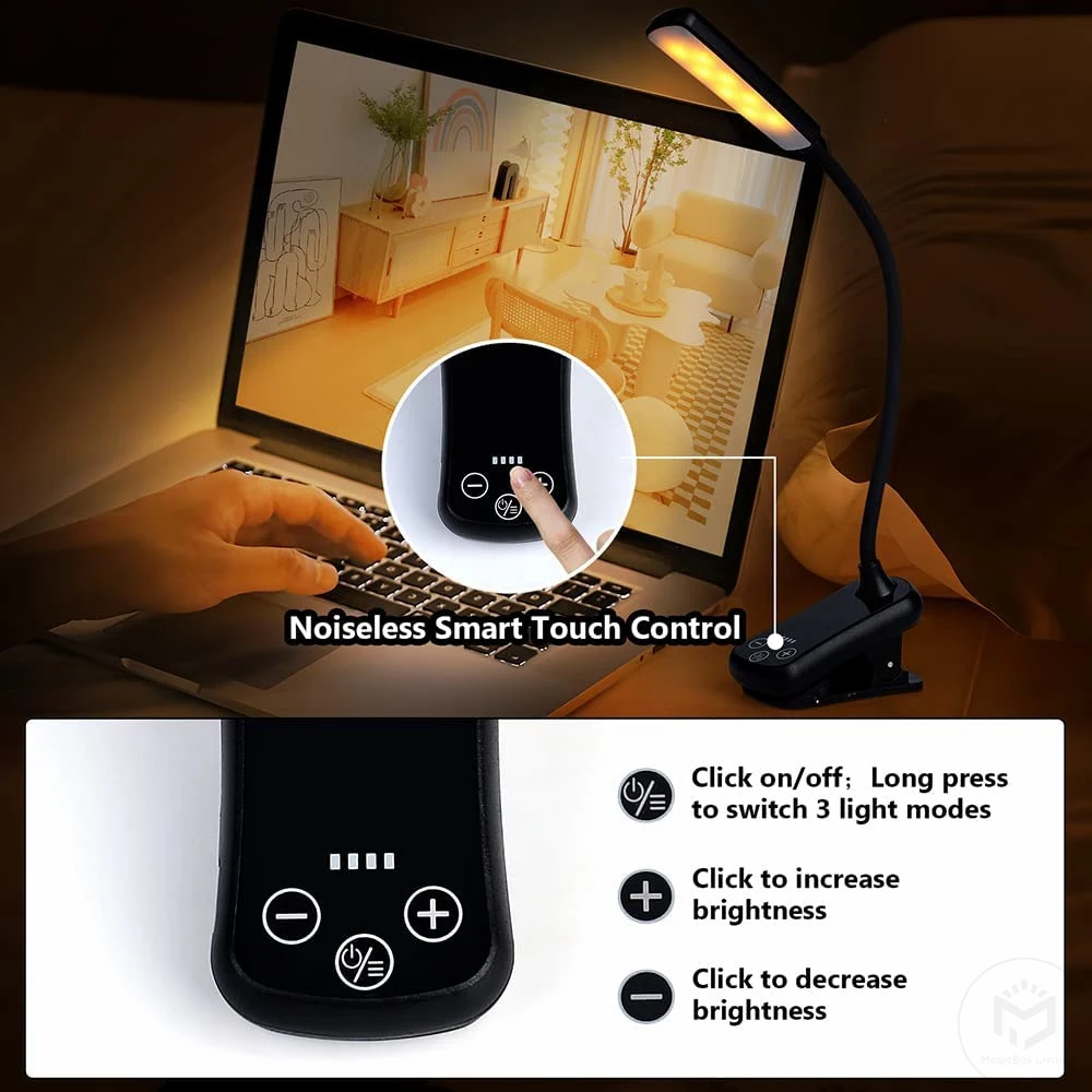 16 LED Usb Rechargeable Book Light 180° Adjustable Clip on Reading Lights Dimming Book Lamp Eye-friendly Night Light Desk Lamp