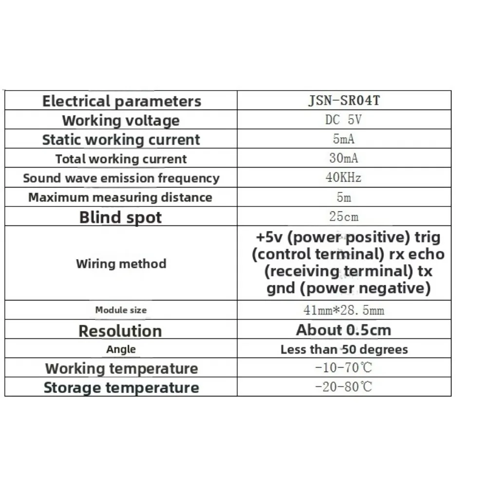 JSN-SR04T Integrated Ultrasonic Distance Measurement Module Reverse Radar Obstacle Avoidance Module and Stable Probe Performance