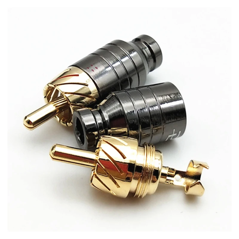 RCA Connectors Plug Pure Copper Gold Plated Audio Amplifier Hifi Speaker Terminal Socket RCA Lotus Signal Cable Plug Adapter