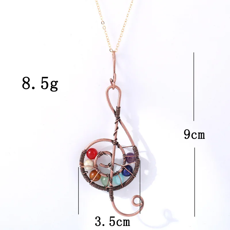 Tree of Life Natural Gravel Stone Pendant Necklace Healing Chakra Fortune Crystal Natural Stone Clavicle Chain Neck Jewelry