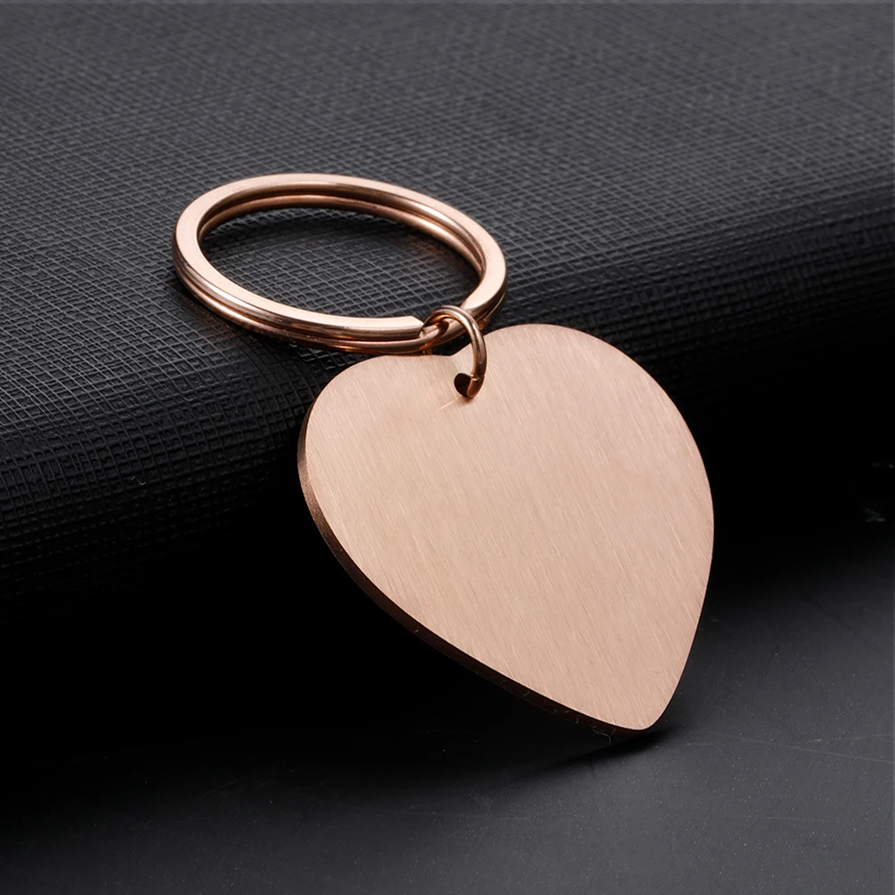 Wholesale 10Pcs/Lot Blank Heart Keychain Stainless Steel Keychains for DIY Custom Logo Couple Name Women\'s Men\'s Keychain