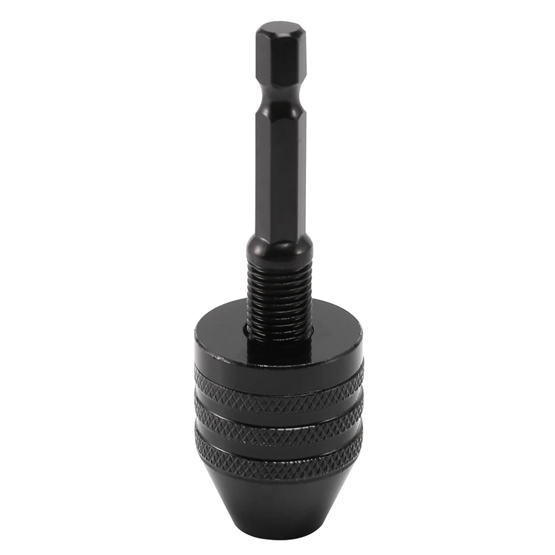 T61C_0.3-8mm 1/4 polegadas Mandril de broca sem chave Adaptador de broca de haste hexagonal preto