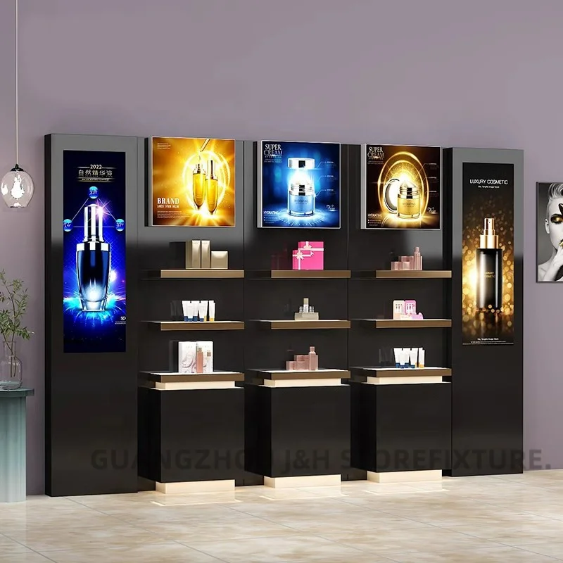 

customized.new retail cosmetics display stand makeup foundation displays racks billboard standing cosmetic display shelf