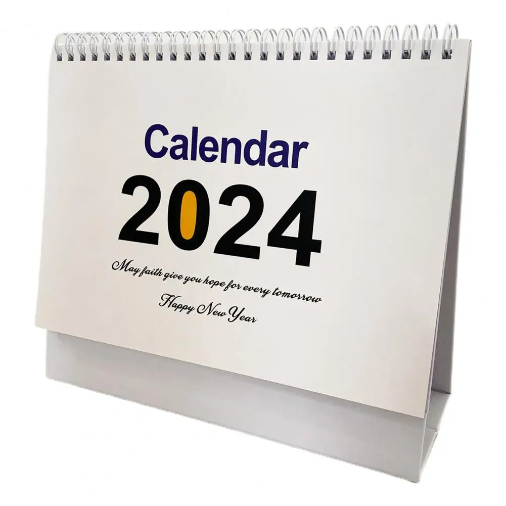 Inglês Desk Calendar, Bobina Espiral, Turning Data Recording, 12 Plano Mensal Livro, Página Turning, 2024