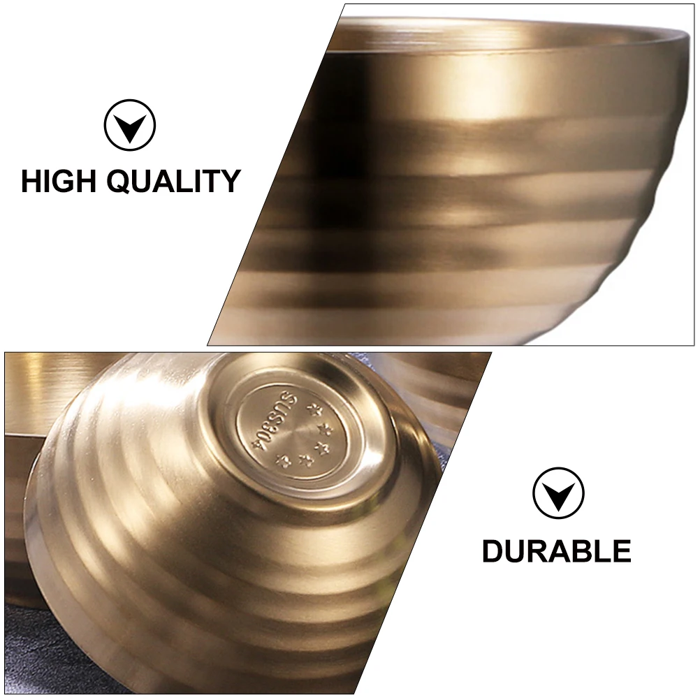 Cuenco de arroz de acero inoxidable, cuenco grueso para servir comida, doble capa, sopa, fideos, vajilla de cocina para el hogar, restaurante, Buffet, 1 Uds.