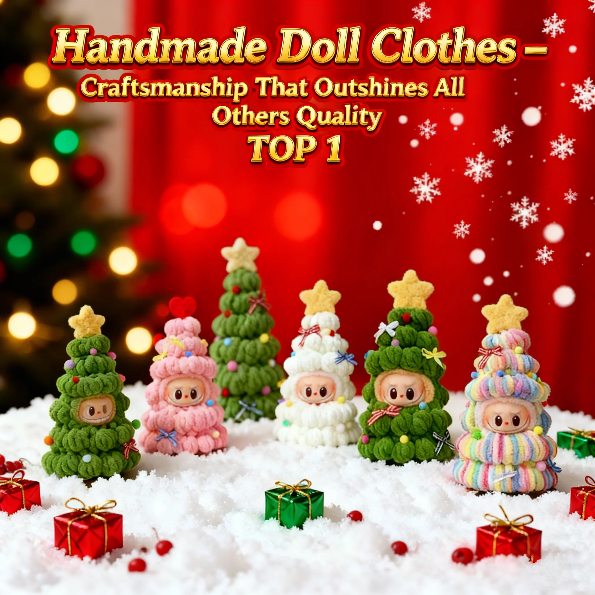 

AdorableLabubu Christmas Clothes V1V2V3V4 Gen Plushies, Christmas Tree Headbands Star Character Costumes & Holiday Outfits