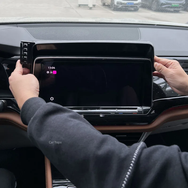 ل Volkswagen Vw Atlas 2024 2025 12 "شاشة حامل هاتف السيارة المحمول جبل شحن لاسلكي قوس الجاذبية حامل الملحقات