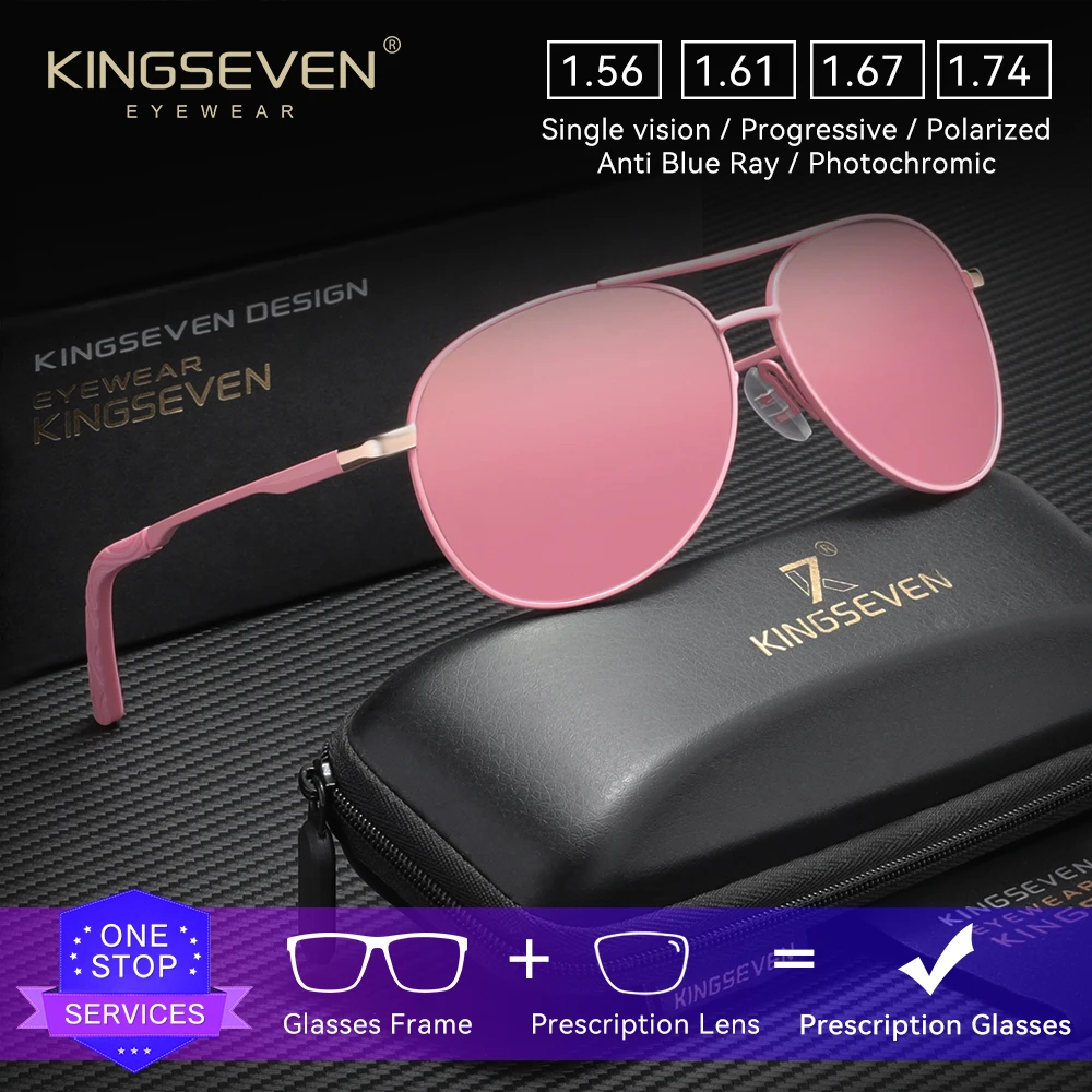 KINGSEVEN الطيار النظارات الشمسية البصرية إطار كبير وصفة طبية قصر النظر مد البصر النظارات التقدمية الرجال النساء نظارات للقيادة