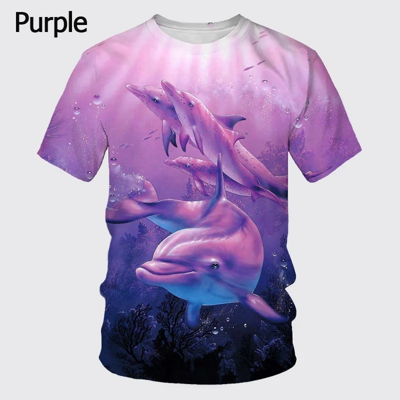 Unsiex Cute Animal Style Tshirts Men Women Dolphin Funny 3d Print Marine Summer Fashion Casual T-shirt Crew Neck Shirt For Men