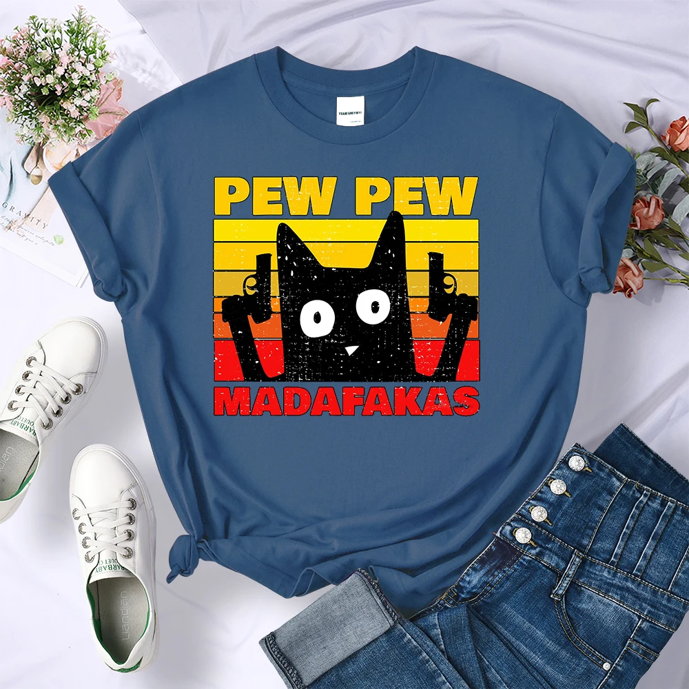 Street Fashion Pew Pew Madafakas T-Shirts Womens Fashion Tee Clothes Tshirt Summer Brand Tops Hip Hop Crewneck Women T-Shirt