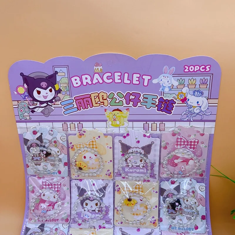 Sanrio 20Pc anime crystal bracelet Kuromi My Melody Cinnamoroll cartoon couple bracelet student supplies gift wholesale