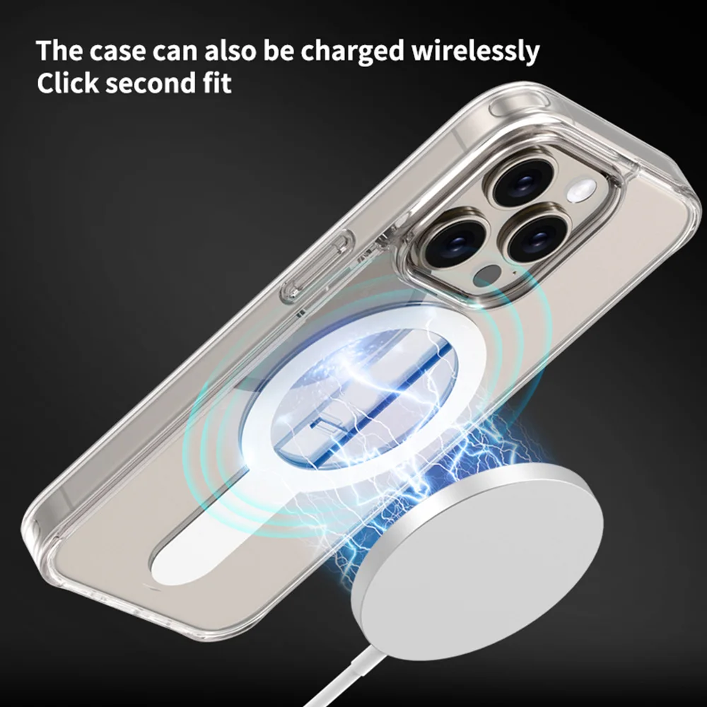 For Magsafe Case For iPhone 15 Pro Max Plus 14 Pro Max Magnetic Cellphone Grip Holder Bracket Cover Wireless Charge Cover