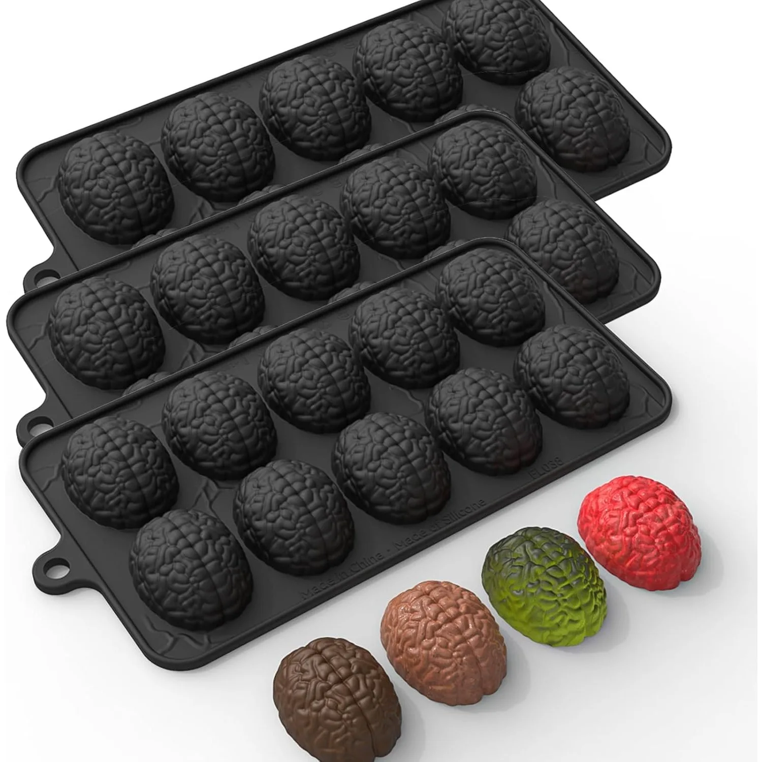 3D Brain Mold Set Silicone Ice Cube Mold Maker for Chilling Whiskey Cocktail Beverages Pudding Chocolate Mold