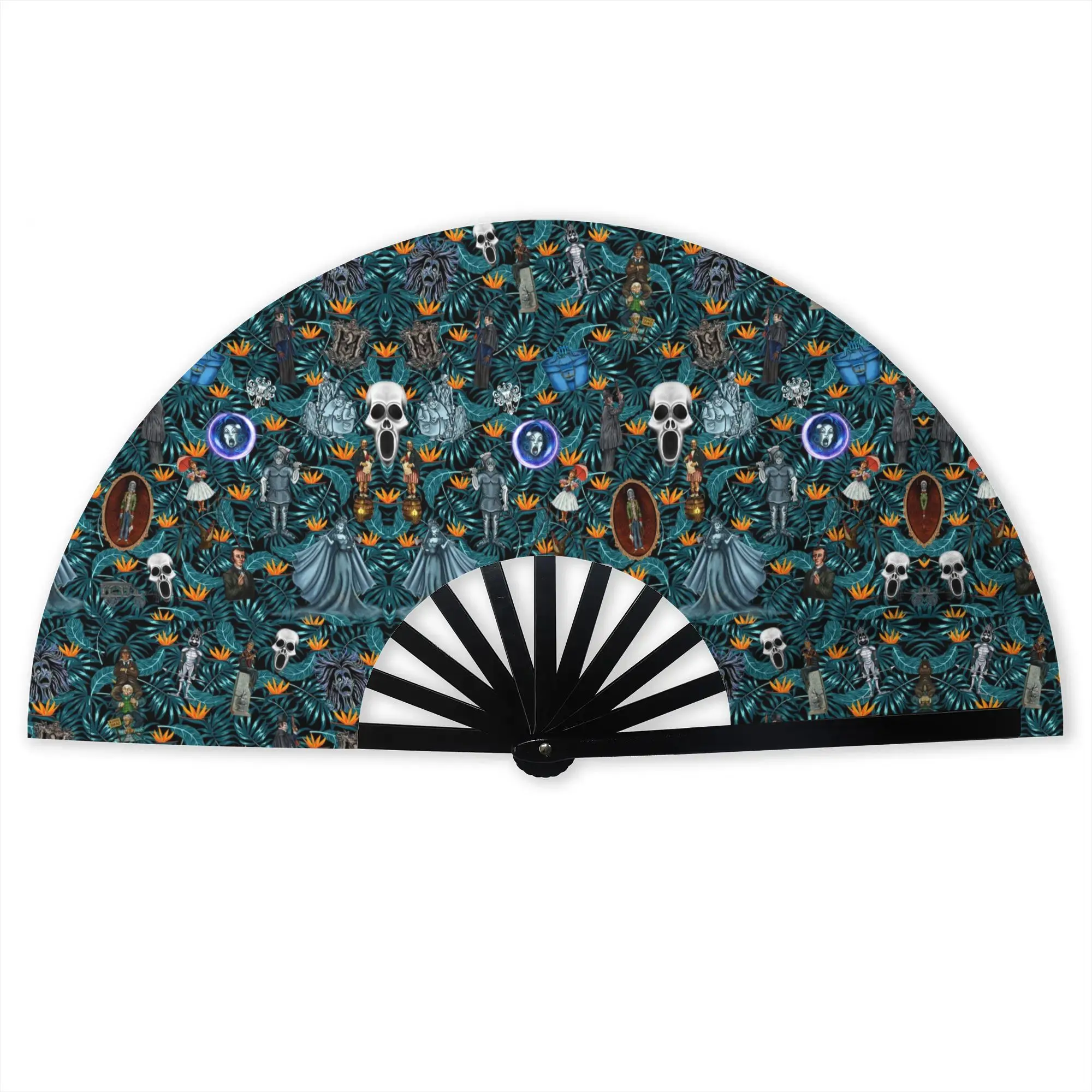 Halloween Haunted Mansion Portable Pocket Fan Camping Grimace Movie Ghost Folding Fan Chinese Dance Cooling Handheld Fans