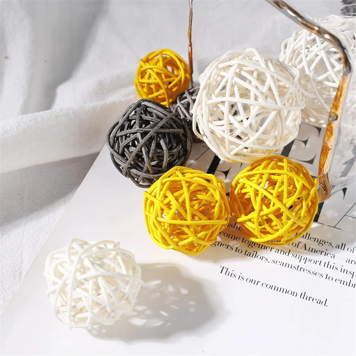 ABDR-42PCS Rattan Balls, Bowl Fillers Wicker Balls Decorative Orbs Spheres Vase Fillers for Home Wedding Table Centerpieces