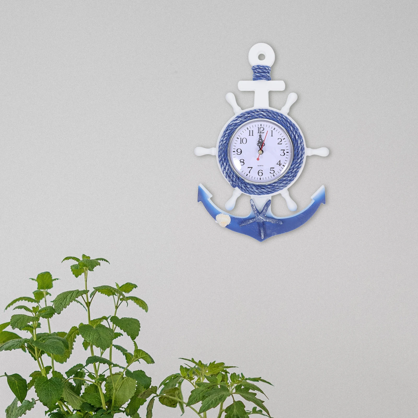 

Wall Clock Anchor Sailboat Style Attractive Funny Decoration for Home Clear Mirror Surface Wooden Plastic Boat Anchor Clock