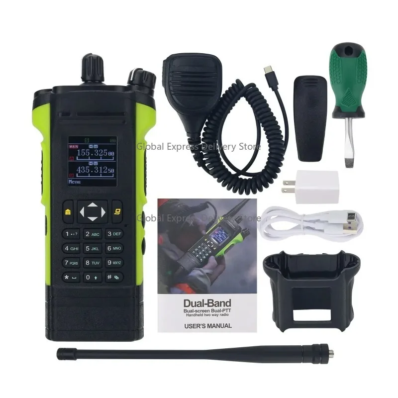 

12W VHF UHF Transceiver Walkie Talkie Dual Band Radio Receiver Dual PTT with Handheld Microphone