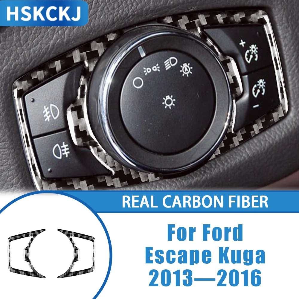 

For Ford Escape Kuga 2013—2016 Car Accessoreis Carbon Fiber Front Lamp Headlight Panel Interior Cover Trim Sticker Modification