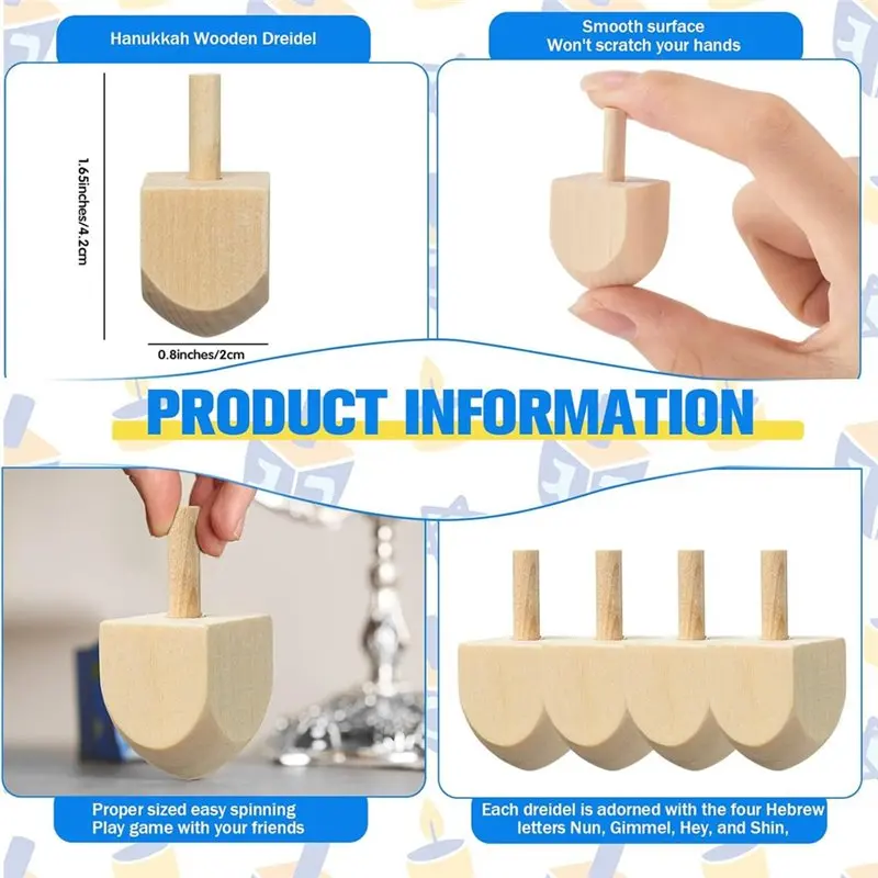 Wooden Dreidel Craft Shapes (50)