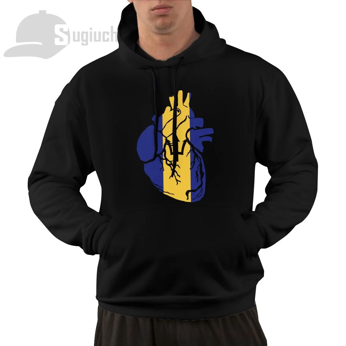 Barbados Anatomical Heart Shape Country Flag Cotton Pullover Hoodie Men Women Unisex Hip Hop Style Sweatshirt