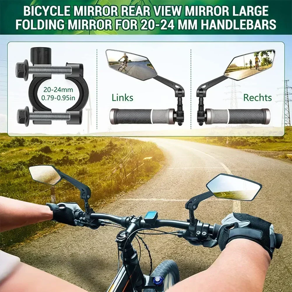 Bicycle Handlebar Reflector Rear View Mirror Safety Rotation Adjustable Rotatable Mirror Clear Electric Scooter Cycling Part