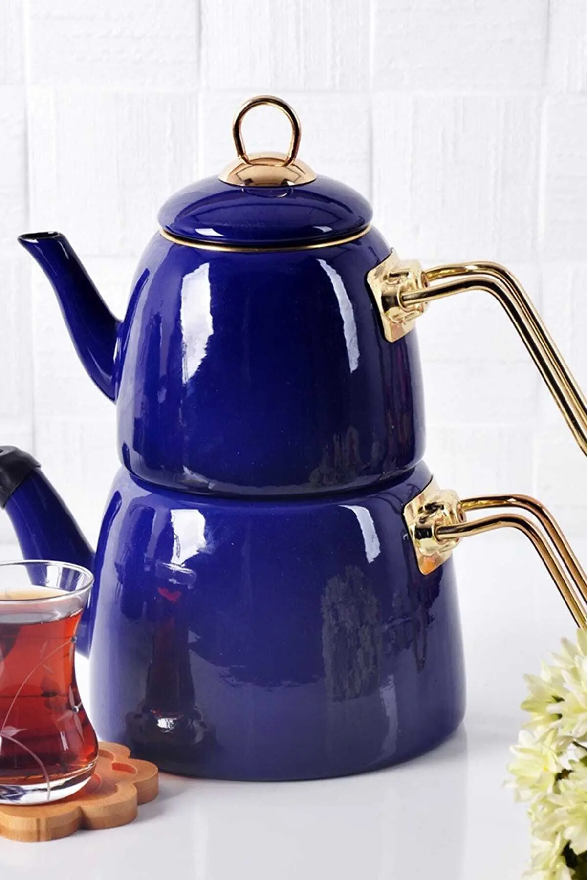 Blue Enamel Non Stick Fireproof Set 1teapot Wholesale Stainless Tea Infusers Kettle Handmade Teapot With Handle