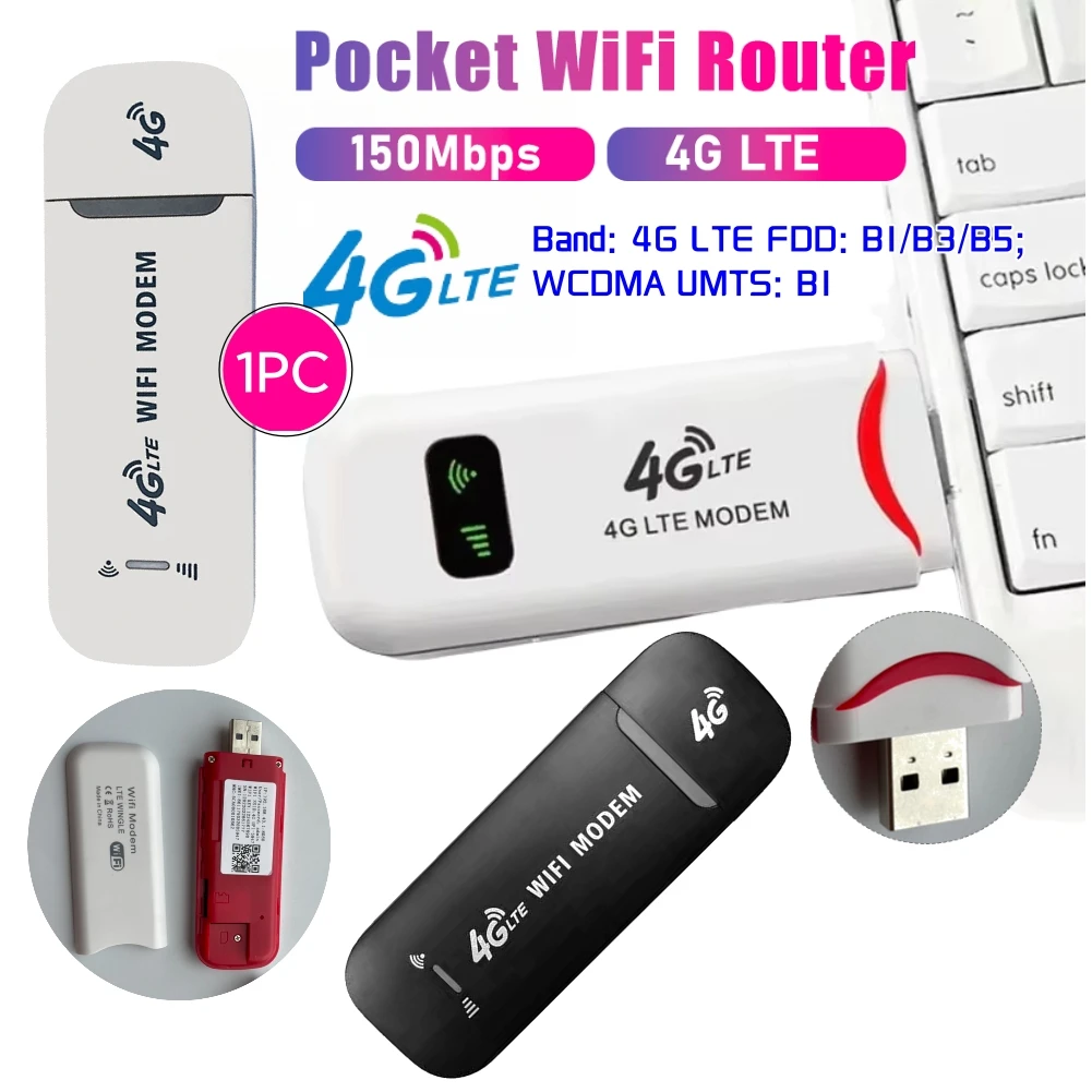 

4G LTE Wi-Fi-маршрутизатор 150 Мбит/с Карманная точка доступа USB Беспроводной маршрутизатор Слот для SIM-карты Мобильный Wi-Fi-маршрутизатор для ноутбуков Сетевой адаптер Wi-Fi