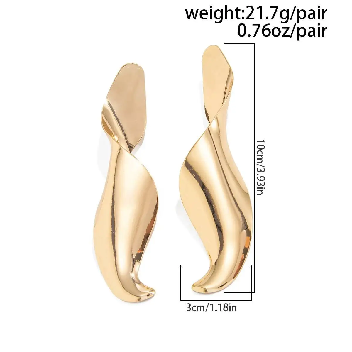KunJoe الشرير نمط لامعة المعادن هندسية معلقة أقراط النساء مبالغ فيها الذهب اللون كبير دوامة إسقاط أقراط مجوهرات الحفلات #4