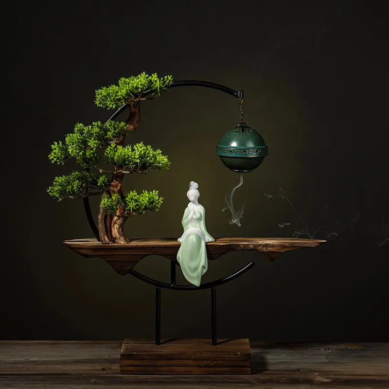 Quemador de Incienso de Diseño de Madera, Quemador de Incienso Chino de Flujo Inverso, Quemador de Incienso Zen Vertical Moderno, Decoración de Madera