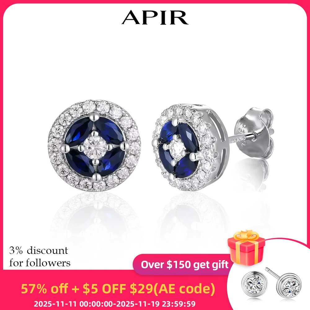 

Серьги-гвоздики APIR с синим сапфиром и муассанитом для мужчин и женщин, стерлинговое серебро 925 пробы, серьги с бриллиантами и синим камнем маркизы, ювелирные изделия, подарок