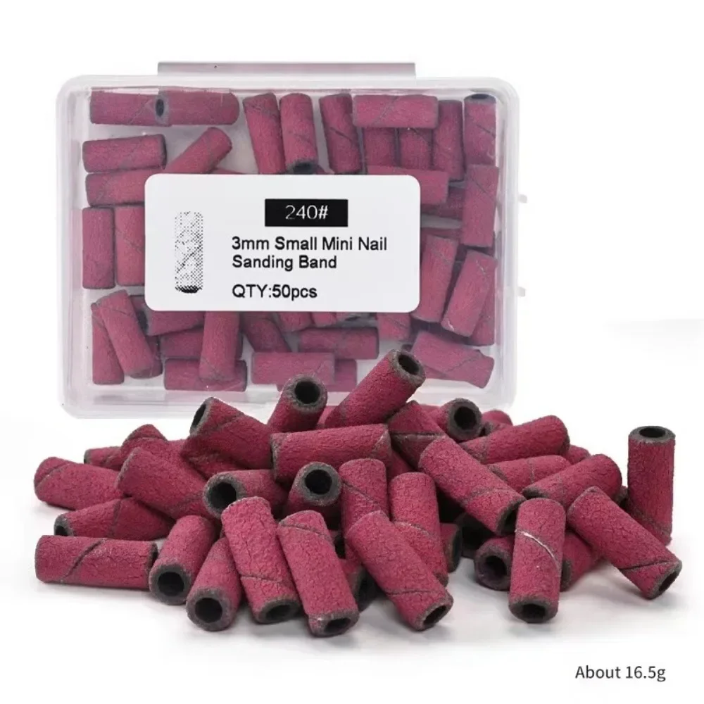 50 stks/1 set 3mm Rvs Nail Boren Mini Zebra Schuurbanden Nagelpolijstmachine Manicure Accessoires nail Art Gereedschap