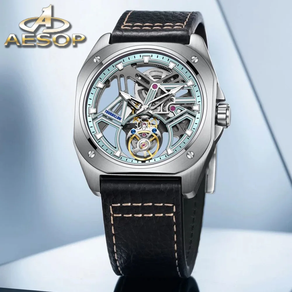 AESOP Tourbillon Watches For Men Mechanical Fashion Watch Waterproof Skeleton Tourbillon Movement Sapphire Mirror Official Store