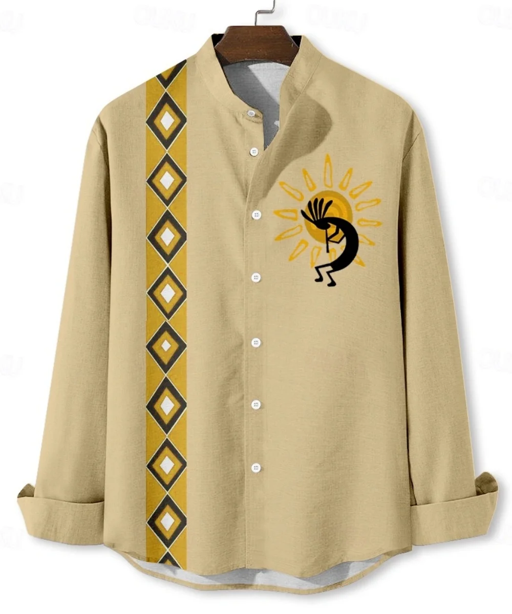 Fashionable and minimalist linen art print short-sleeved shirts, comfortable and best-selling shirts for men and women