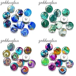 Water corrugated ocean marble surface stone Patterns swirl pattern 10pcs mix Round photo 18mm/12mm snap buttons DIY findings